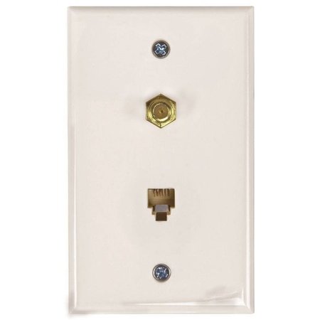 ZENITH Wall Jack Phone/Coax Flush Wht TW1002CPW